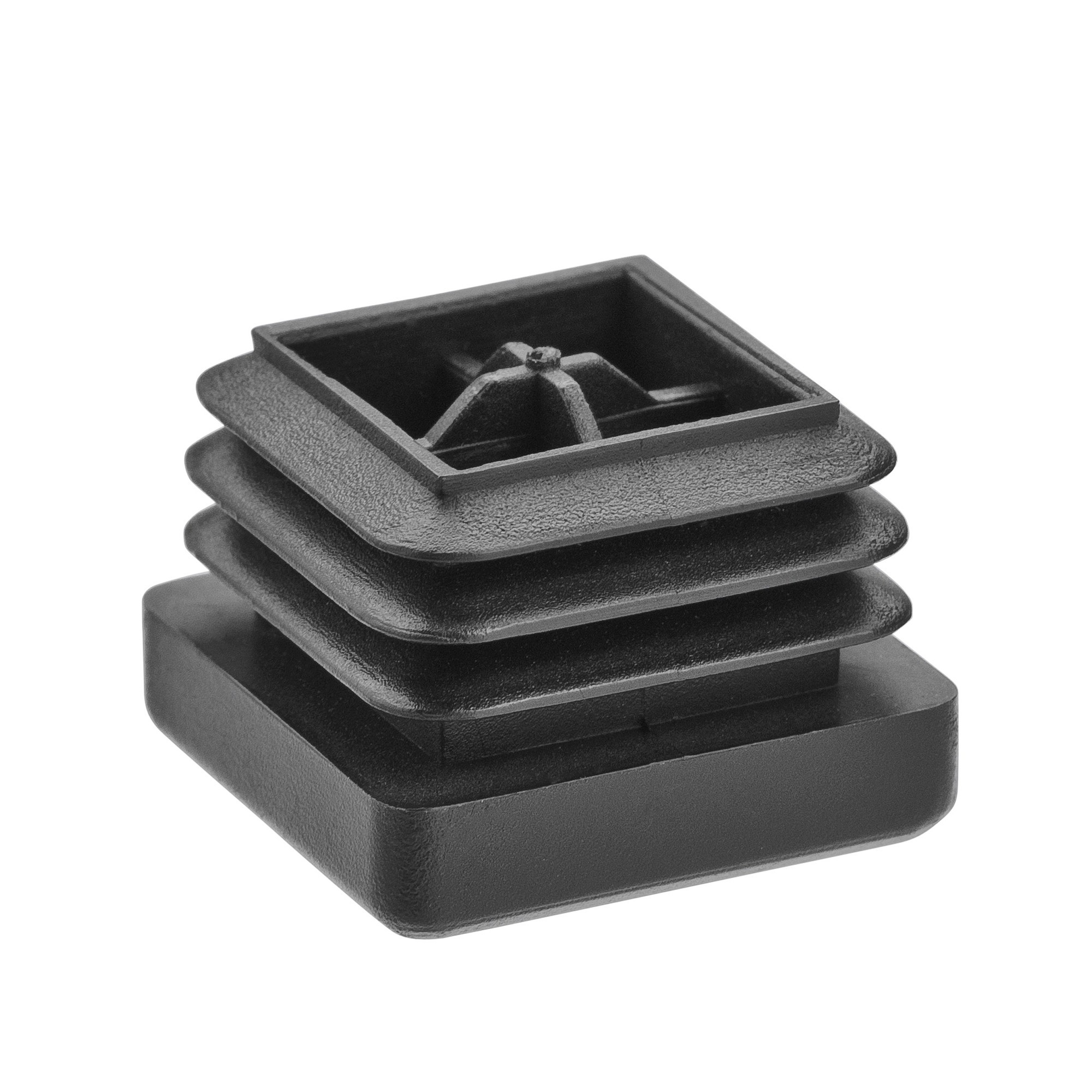 Buiskoppeling afdekdop zwart ⧄ 40 mm zijdeglans vierkant
