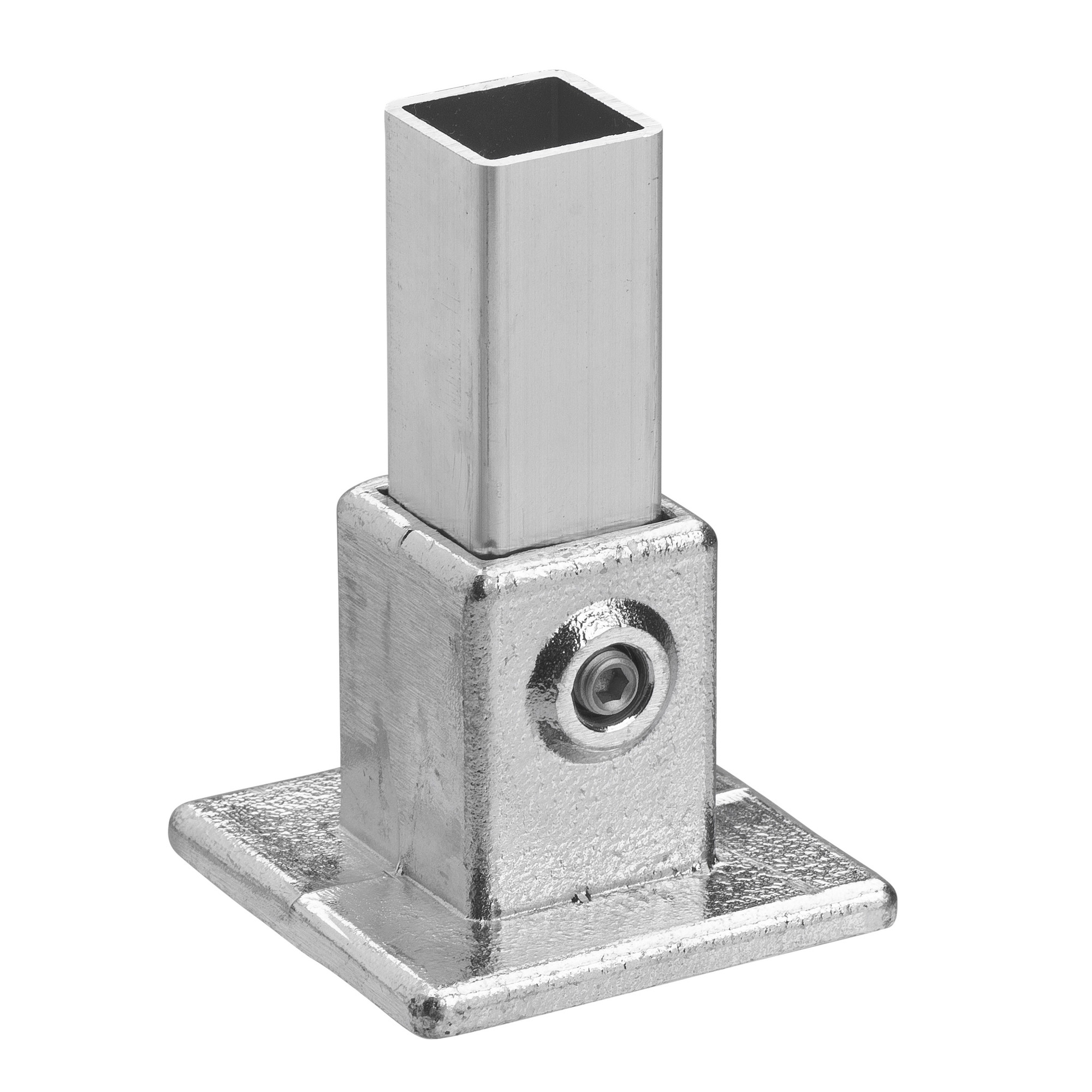 Buiskoppeling voetplaat aluminium ⧄ 25 mm zijdeglans vierkant