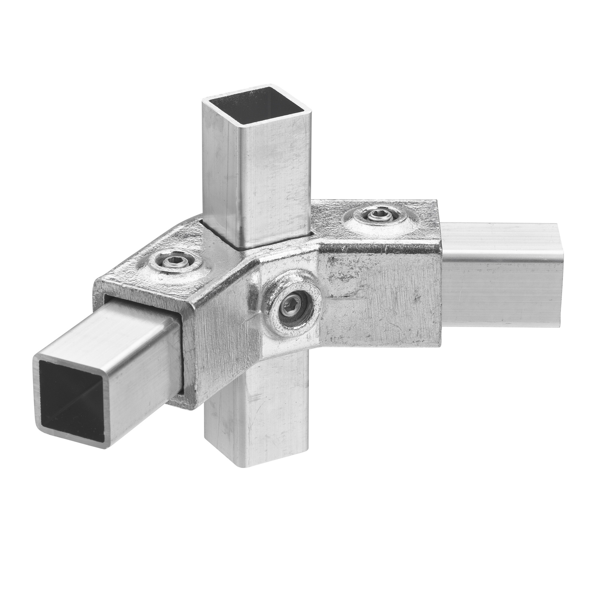 Buiskoppeling hoekstuk aluminium ⧄ 40 mm zijdeglans vierkant
