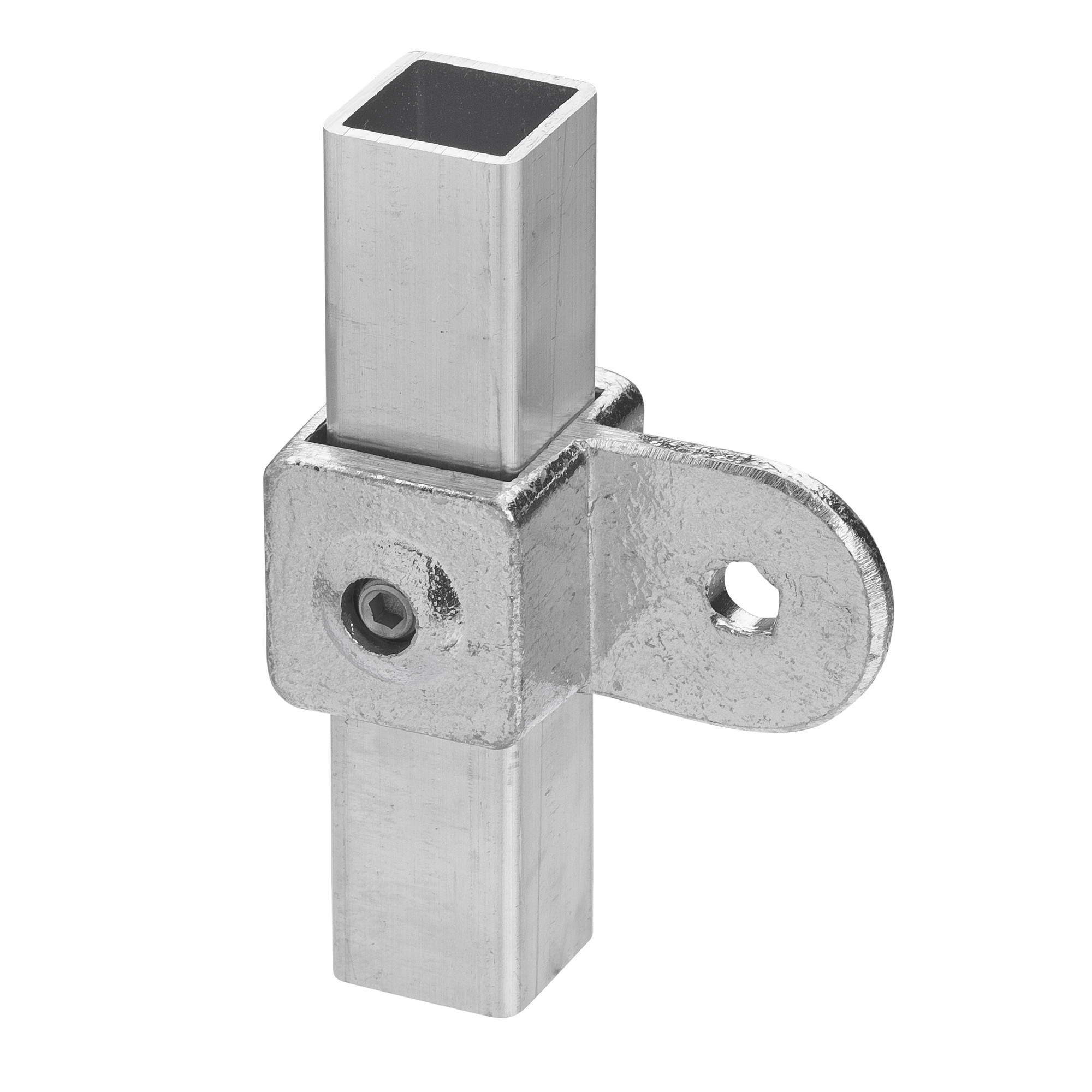 Buiskoppeling scharnierring aluminium ⧄ 40 mm zijdeglans vierkant