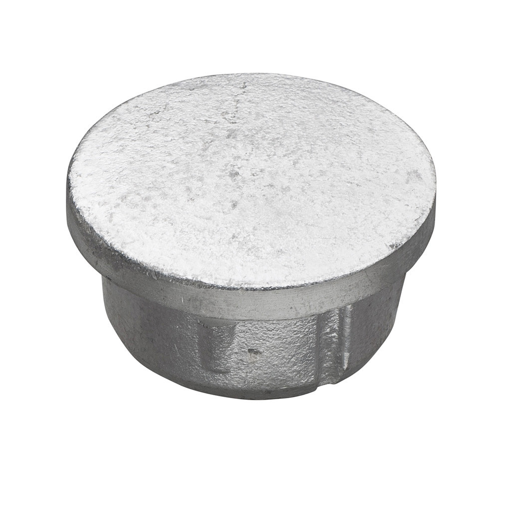 Buiskoppeling afdekdop aluminium Ø 42,4 mm zijdeglans rond