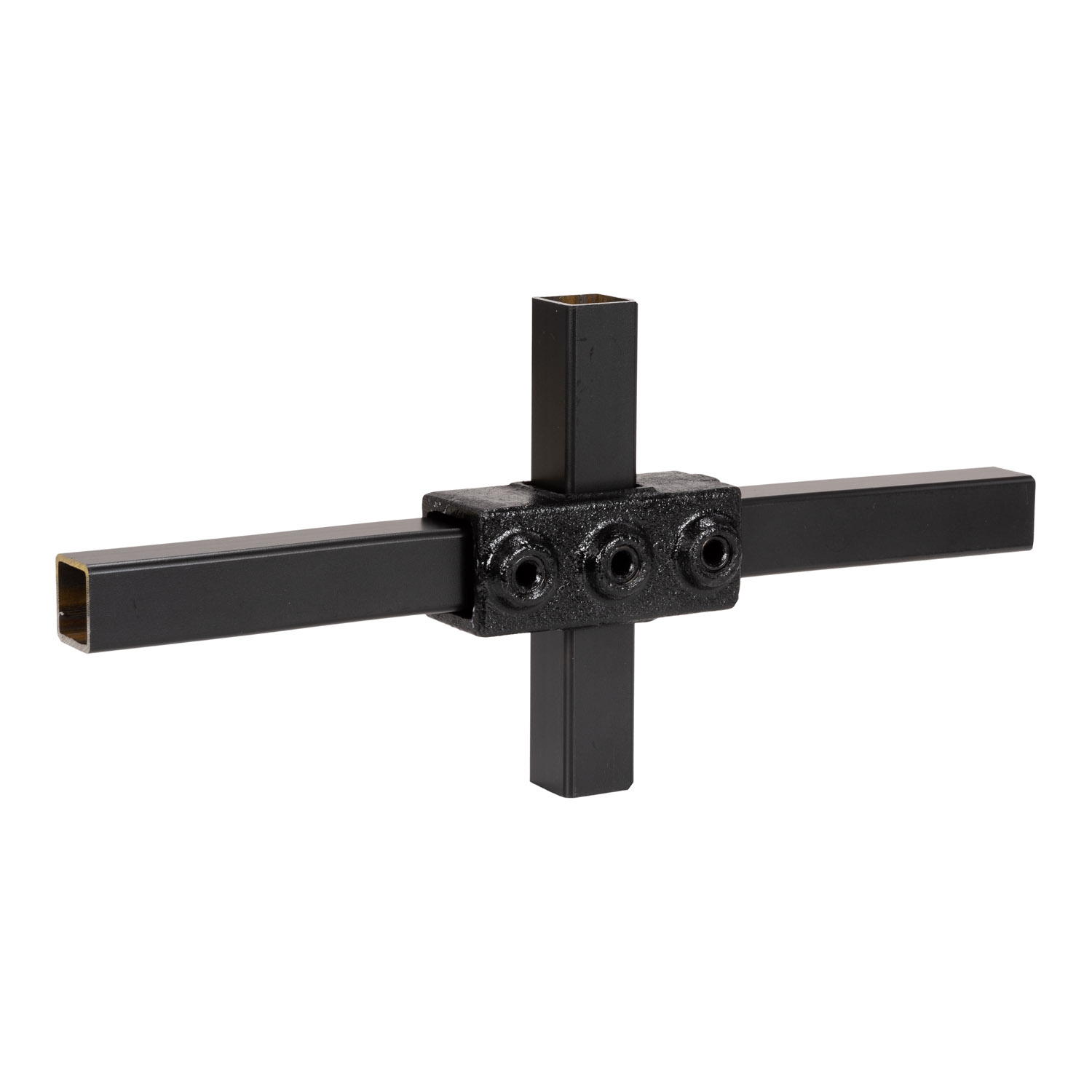 Buiskoppeling kruisstuk zwart ⧄ 40 mm zijdeglans vierkant