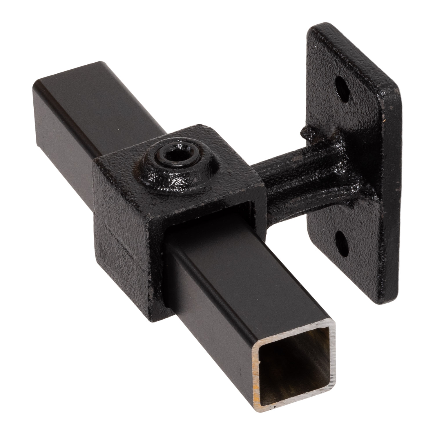 Buiskoppeling leuningdrager zwart ⧄ 40 mm zijdeglans vierkant