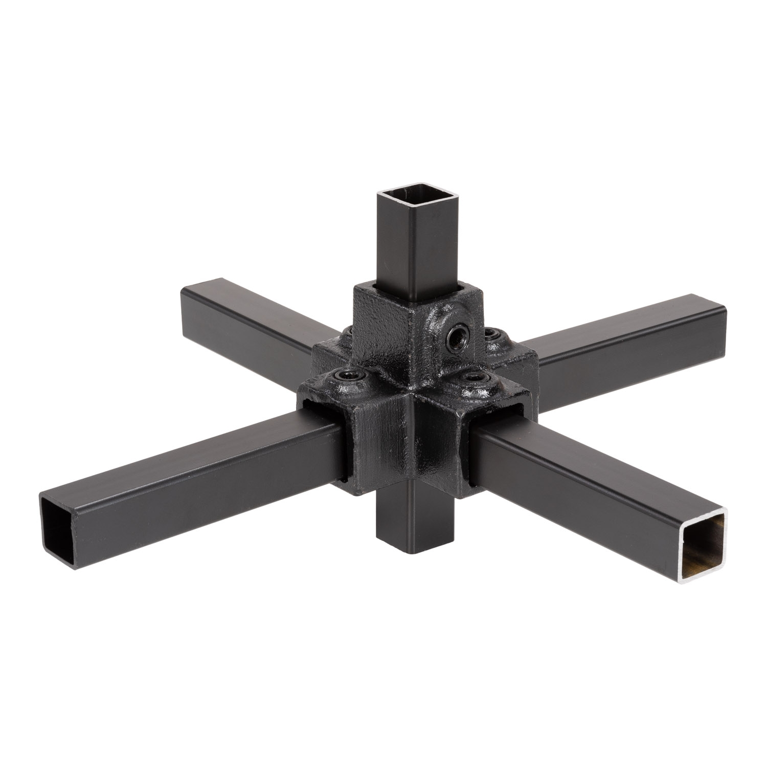 Buiskoppeling kruisstuk zwart ⧄ 40 mm zijdeglans vierkant