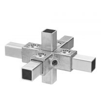 Buiskoppeling kruisstuk aluminium ⧄ 40 mm zijdeglans vierkant