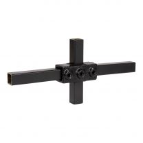 Buiskoppeling kruisstuk zwart ⧄ 25 mm zijdeglans vierkant