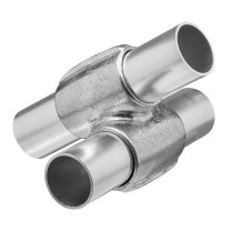 Buiskoppeling kruisstuk aluminium Ø 48 mm zijdeglans rond