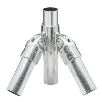 Buiskoppeling scharnier 90° aluminium Ø 33 mm zijdeglans rond
