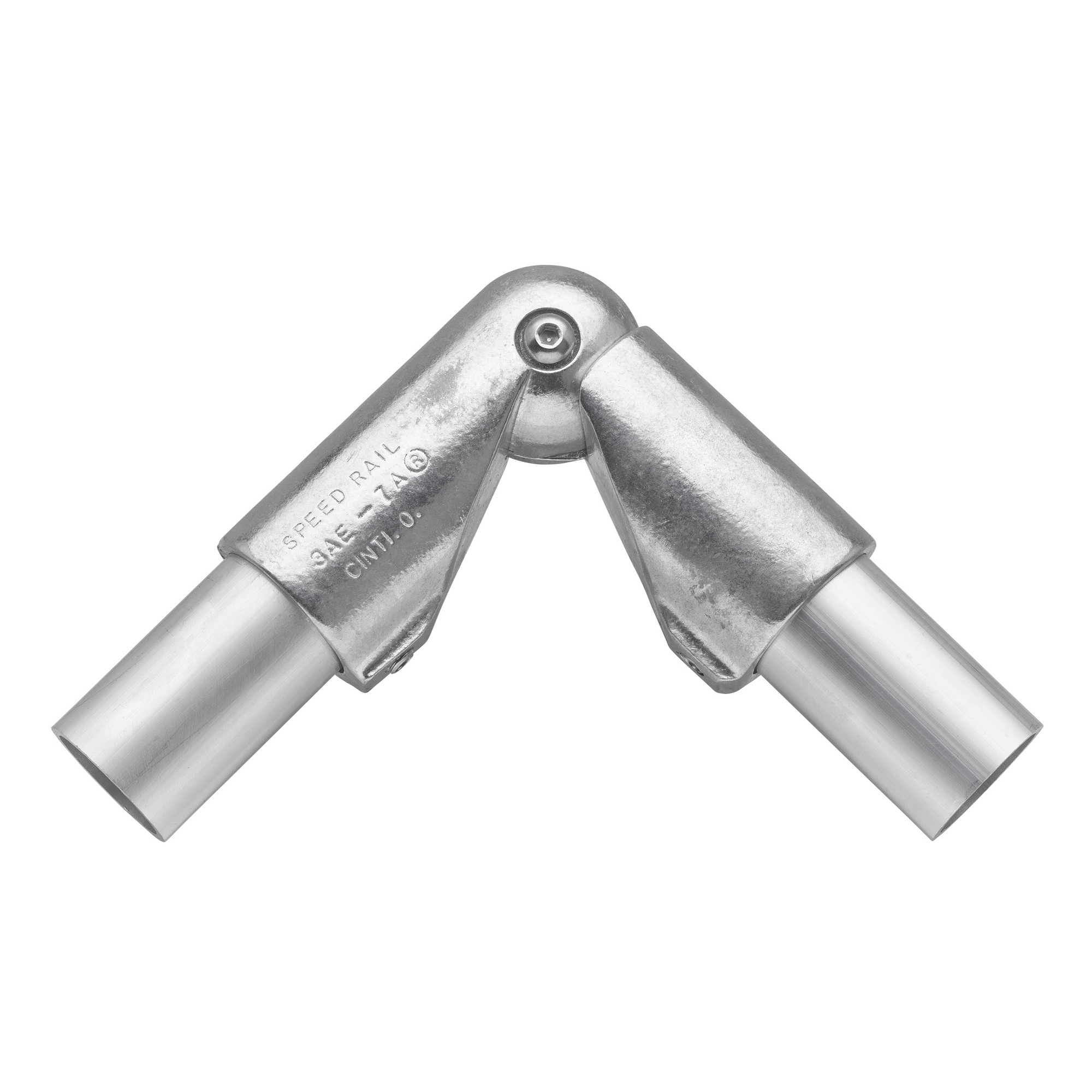 Buiskoppeling kniestuk aluminium Ø 48 mm zijdeglans rond