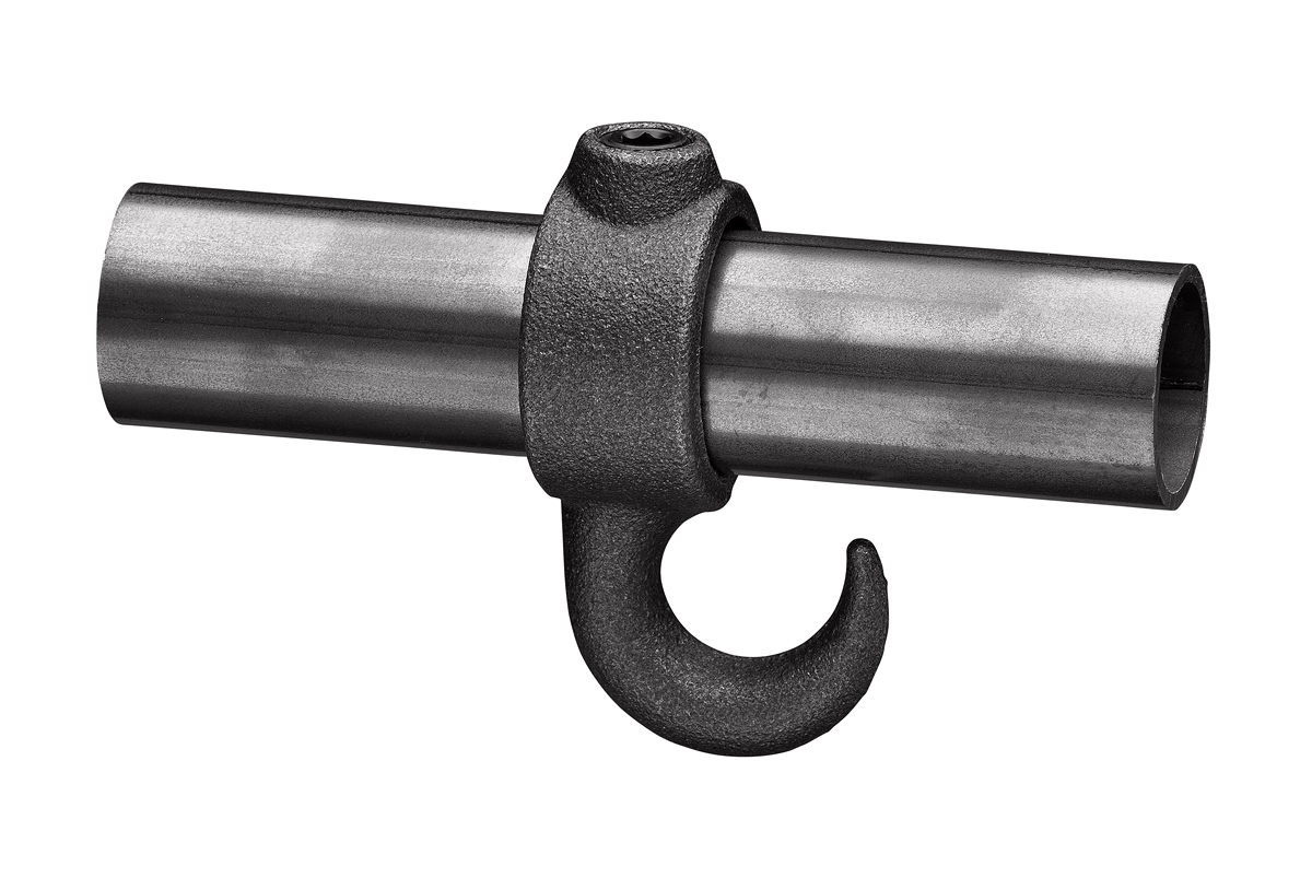 Buiskoppeling haak staalgrijs Ø 33,7 mm zijdeglans rond